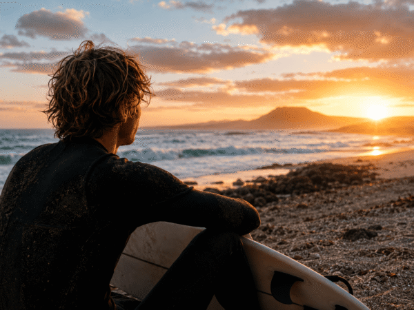 What surfing teaches, a guy overlooking the beach